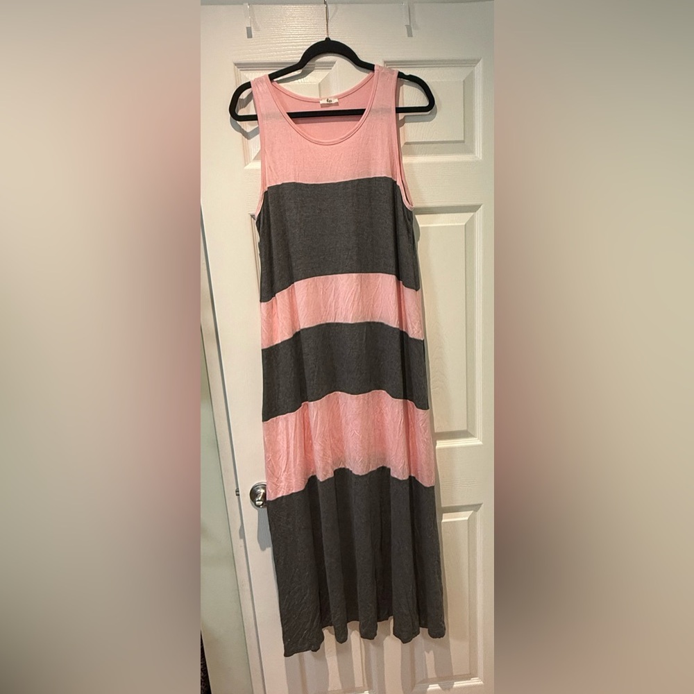 EGO Pink and Gray Maxi Dress